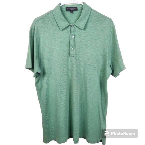 Robert Barakett Mens Heather Green Short Sleeve 3 Button Polo Shirt Size Large - Picture 1 of 6